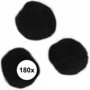 180x hobby pompons 15 mm zwart