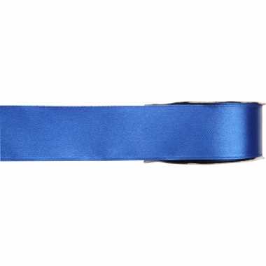 1x blauwe satijnlint rollen 1,5 cm x 25 meter cadeaulint verpakkingsmateriaal
