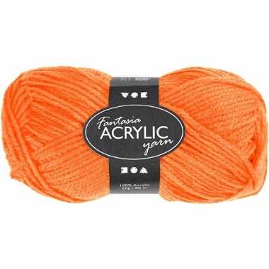 Bolletje acryl wol neon oranje 50 gram