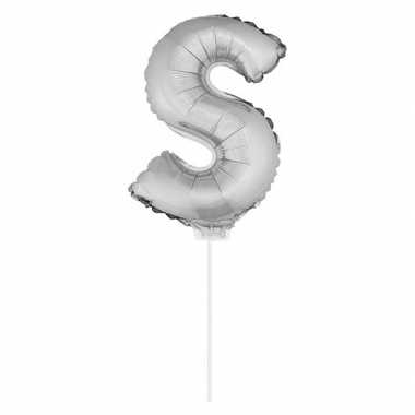 Folie ballon letter s zilver 41 cm