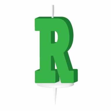 Groen taart kaarsje letter R
