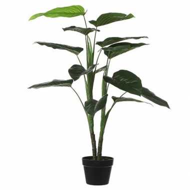 Groene philodendron kunstplanten 100 cm met zwarte pot