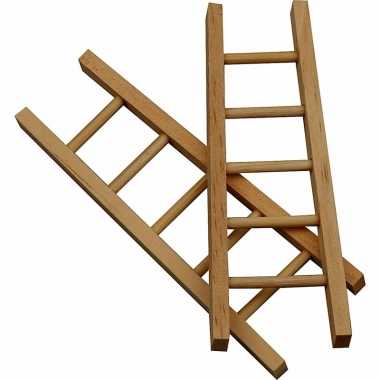 Hobby artikelen houten mini laddertjes 6 stuks