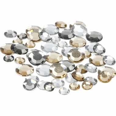 Hobby materiaal ronde glitter steentjes zilver mix