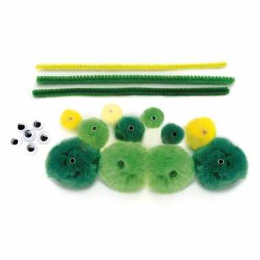 Knutselset groene rups van pompons