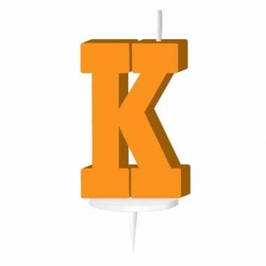 Oranje taart kaarsje letter K