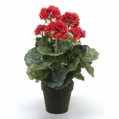 Rode kunstplant geranium plant in pot