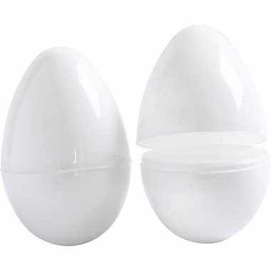 Set van 12x stuks plastic surprise eieren wit 9 cm