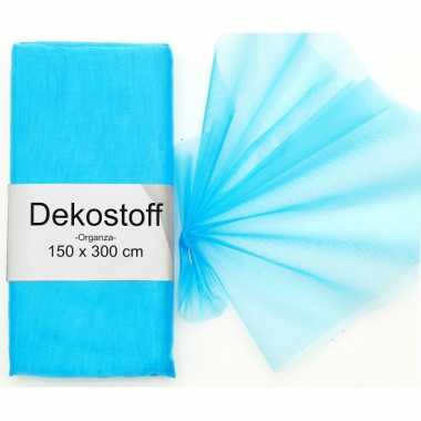 Turquoise organza stof op rol 150 x 300 cm