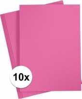 10x fuchsia roze kartonnen vel a4