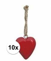 10x rood hartje aan hanger 5 cm 10119853