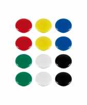 12x ronde koelkast kantoor magneten 20 mm gekleurd