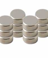 12x ronde koelkast kantoor magneten 8 mm zilver