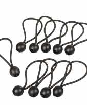 1x set zwarte bevestigingselastieken met kogelstoppers 10 stuks