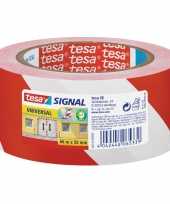 1x tesa aanduidingtape rood met wit 5 cm x 66 mtr