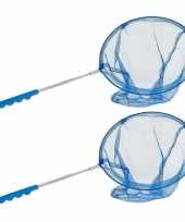 2x blauw uitschuifbaar vangnetje 36 cm