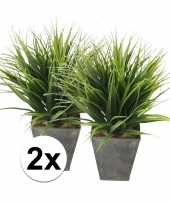 2x grass bush kunstplanten 30 cm