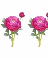 2x nep bloemen fuchsia roze ranonkel binnenbloem kunstbloemen 35 cm