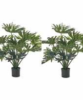 2x nep planten groene philondendron 80 cm