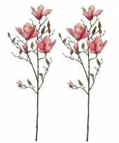 2x nep planten magnolia beverboom kunstbloemen takken 90 cm decoratie 10159836