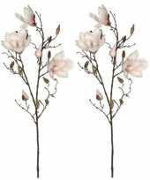 2x nep planten magnolia beverboom kunstbloemen takken 90 cm decoratie