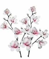 2x wit roze magnolia beverboom kunstbloemen takken 100 cm decoratie