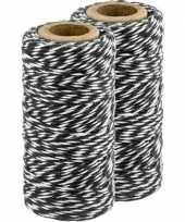 2x zwart wit katoenen touw 50 meter cadeaulint