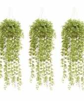 3x groene hedera klimop kunstplanten 50 cm met pot