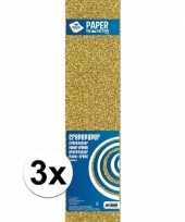 3x hobby crepe alu papier gouden glitters 150 x 50 cm