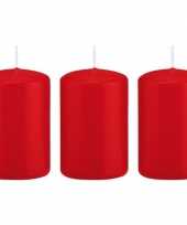 3x kaarsen rood 5 x 8 cm 18 branduren sfeerkaarsen