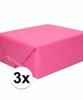 3x kaftpapier fuchsia roze 70 x 200 cm kraftpapier