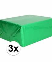 3x metallic groen cadeaupapier folie 70 x 150 cm