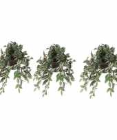 3x nep planten groene tradescantia vaderplant kunstplanten 45 cm met hangpot