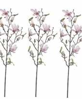 3x nep planten magnolia beverboom kunstbloemen takken 80 cm decoratie