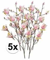 5x roze magnolia kunstbloem 105 cm