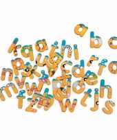60x stuks safari magneet letters van hout
