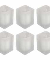 6x kaarsen wit in matte kaarsenhouders 7 x 10 cm 24 branduren sfeerkaarsen