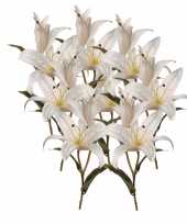 8x kunstbloemen witte lelies 77 cm