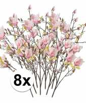 8x roze magnolia kunstbloem 105 cm