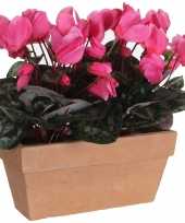 Cyclaam balkon kunstplant roze in keramieken pot l29 x b13 x h33 cm