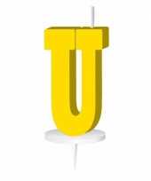 Geel taart kaarsje letter u