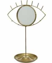 Gouden oog sieraden opbergrek 34 cm met spiegeltje bohemian woonstijl
