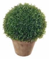 Groene buxusbol sempervirens kunstplant in bruine kunststof pot 45 cm