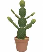 Groene opuntia cactus kunstplanten 43 cm met bruine pot