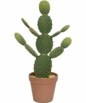 Groene opuntia cactus kunstplanten 63 cm met bruine pot