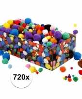 Hobby gekleurde pompoms assortiment 720 stuks