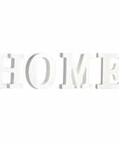 Houten deco hobby letters 4x losse witte letters om het woord home te maken