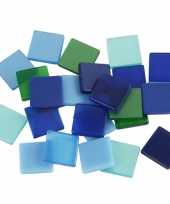 Mozaiek tegels groen blauw 10x10 mm