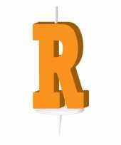 Oranje taart kaarsje letter r