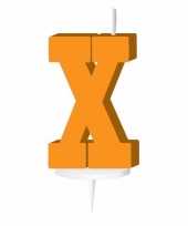 Oranje taart kaarsje letter x